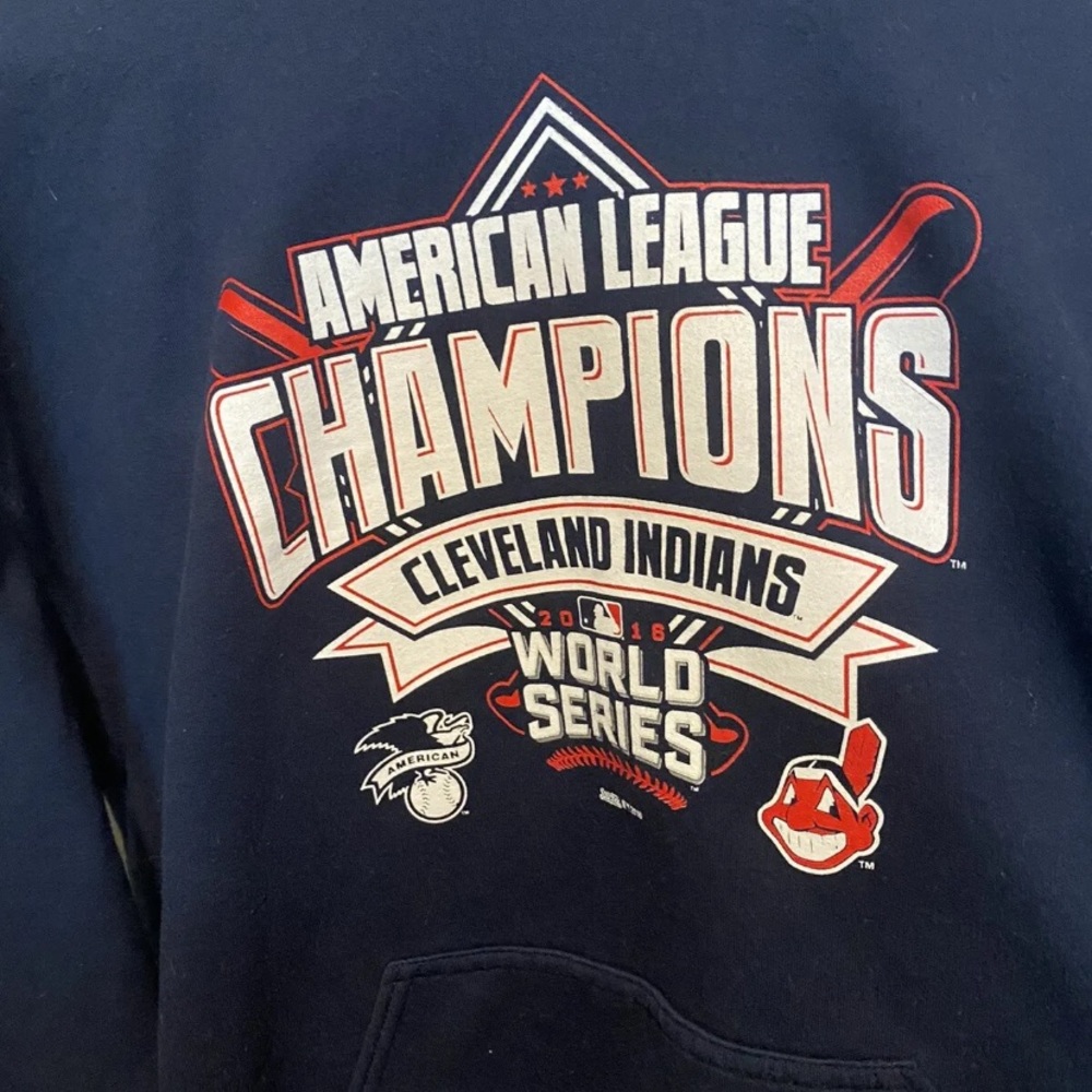 Cleveland Indians American League Champions 2016 Navy Hoodie Sweatshirt Sz L